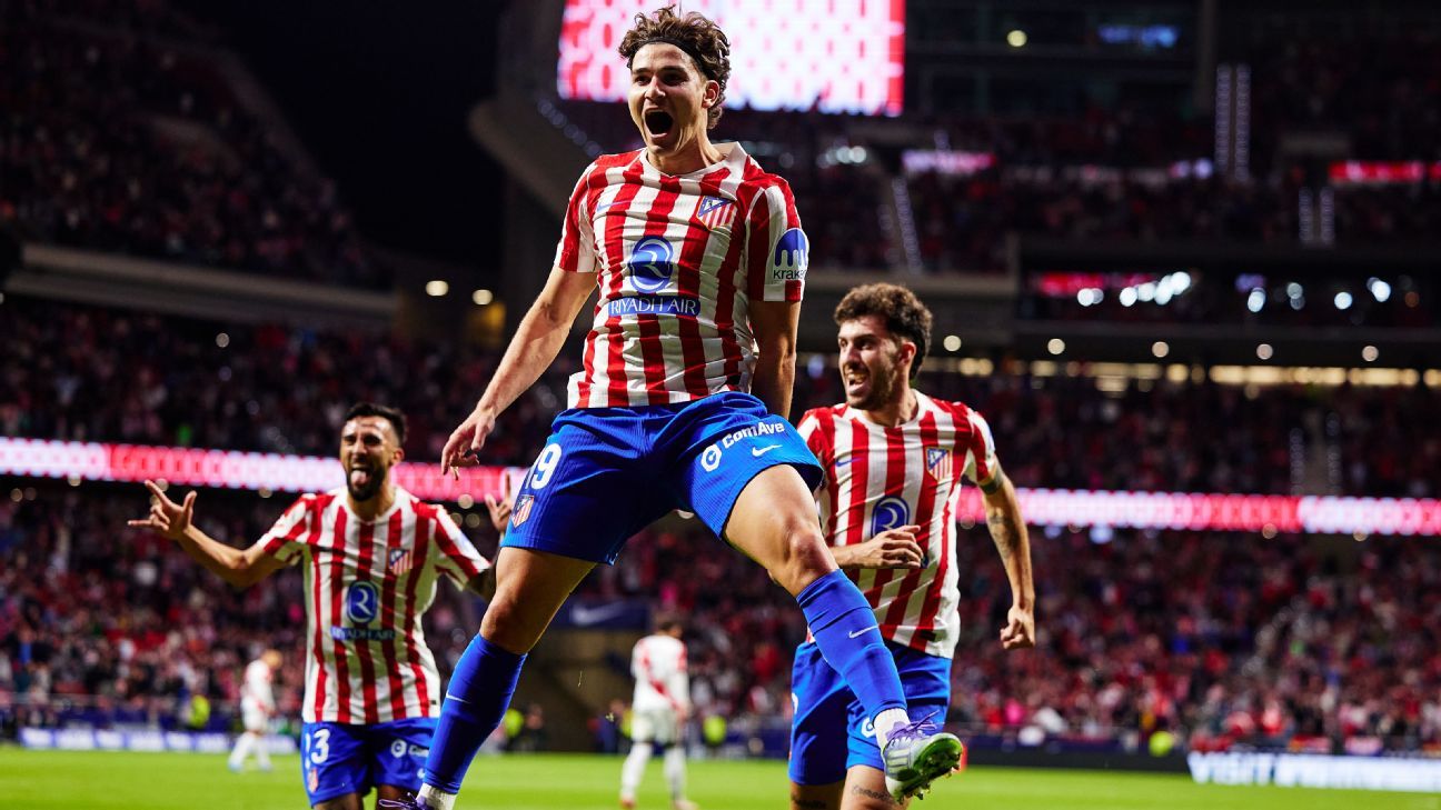 Simeone exalta Julián Álvarez após hat-trick na virada do Atlético sobre o Rayo Vallecano - Imagem do artigo